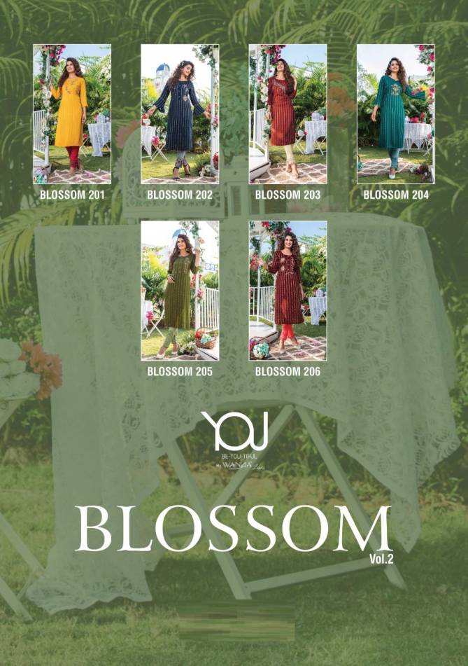 Wanna Blossom 2 Fancy Exclusive Ethnic Wear Rayon Kurti With Bottom Collection